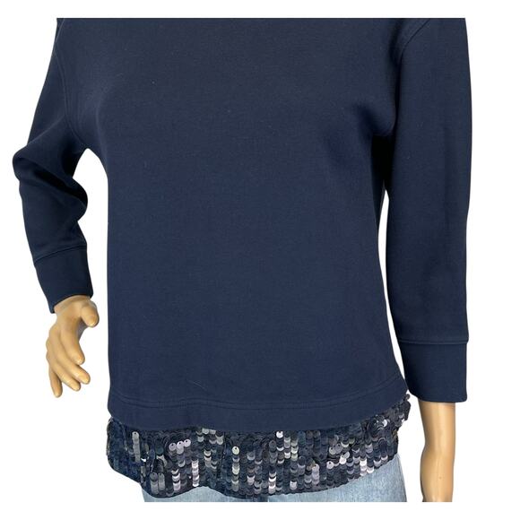 J. Crew Sequin Trim Sweatshirt Navy Blue B7027 Size XS - Picture 10 of 14